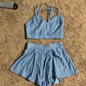 Blue tank and short two piece set
